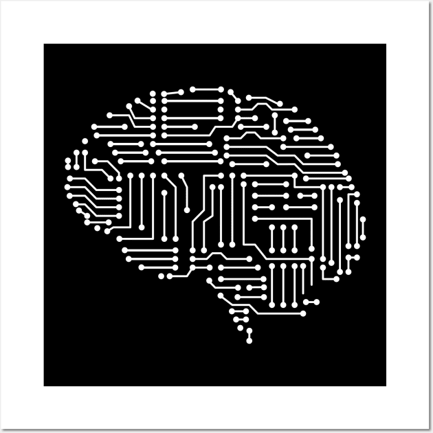 Digital artificial circuit brain Wall Art by All About Nerds